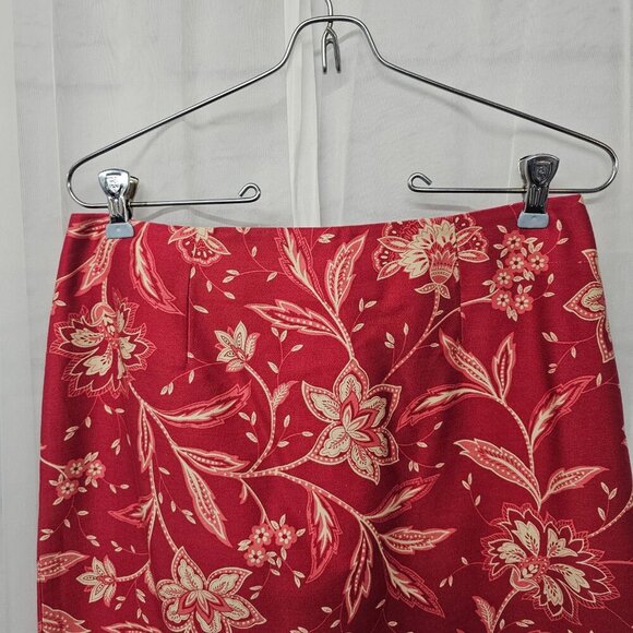 Vintage Talbots Red Pink Floral Midi Skirt Boho Retro Cottagecore 8 - Picture 2 of 12